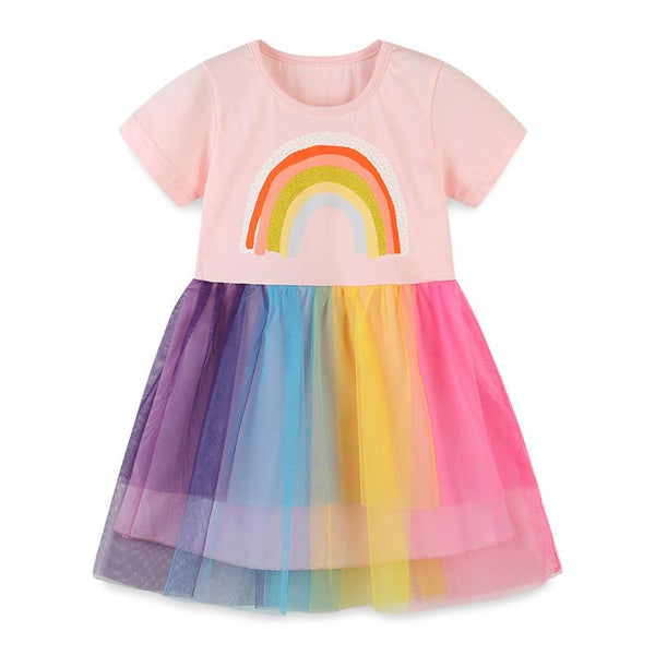 Summer Rainbow Pattern Dress for Girls