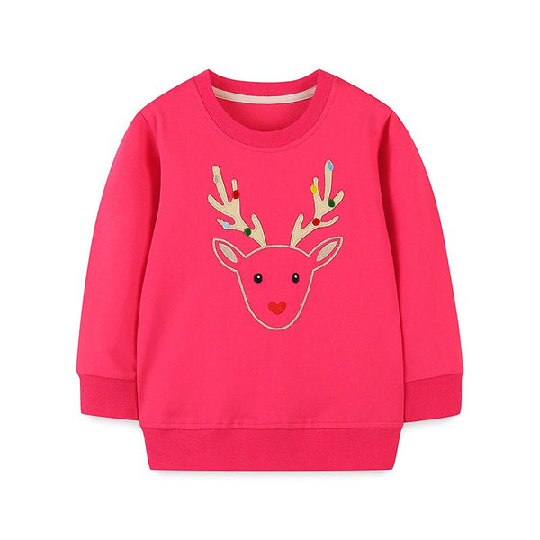 Toddler/Kid Girl's Long Sleeve Reindeer Design Cotton Sweatshirt