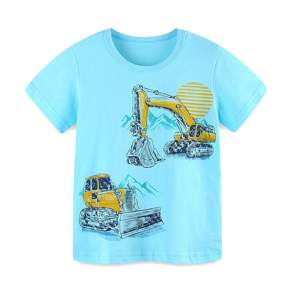 Toddler/Kid Boy's Vehicle Design Blue Cotton Top