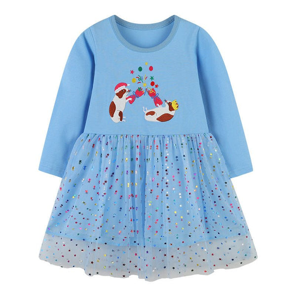 Toddler/Kid Girl's Colorful Stars Confetti Long Sleeve Dress