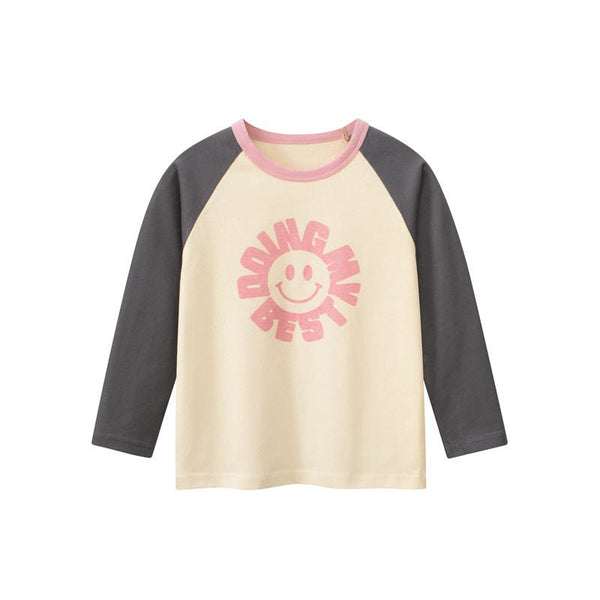 Toddler/Kid Girl's Smiling Face Print Long Sleeve T-shirt