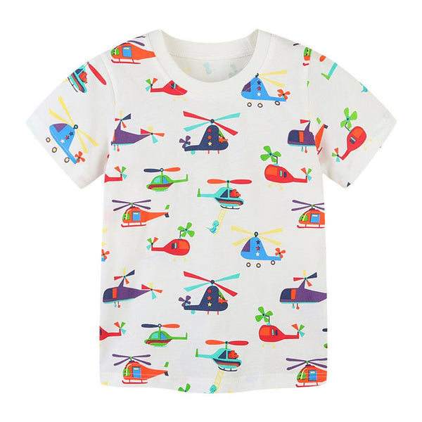 Toddler Unisex Short Sleeve Helicopter Print Tee