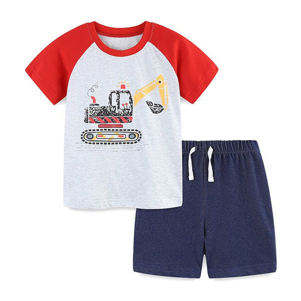 Toddler/Kid Excavator Design T-shirt and Shorts Set