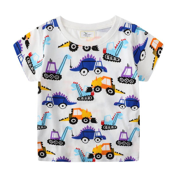Toddler/Kid Boy's Vehicle Print Short Sleeve T-shirt