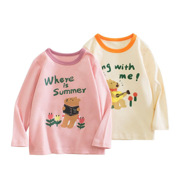 Toddler/Kid Girl's Cartoon Bear Long Sleeve Shirt