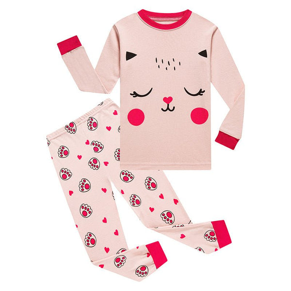 Toddler/Kid Girl Cats & Hearts Print Pajama Set