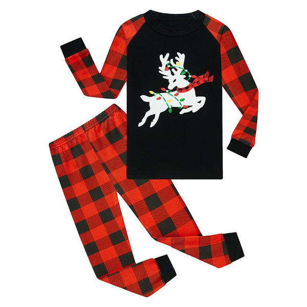 Toddler/Kid's Christmas Reindeer Print Long Sleeve Pajama Set