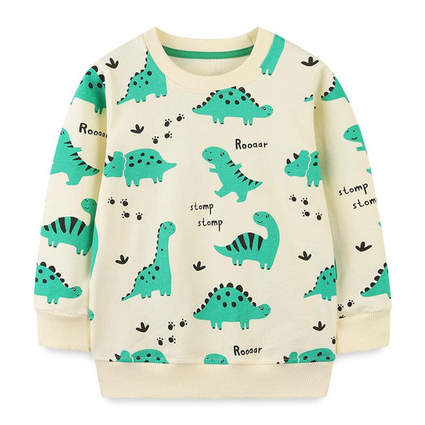 Toddler Boy's Cartoon Dinosaur Print Sweatshirt