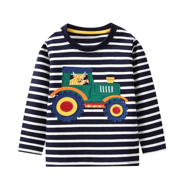 Toddler Boy's Long Sleeve Truck Print T-shirt