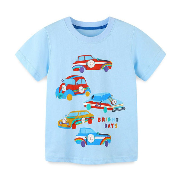 Toddler/Kid's Vehicle Print Design Short Sleeve T-shirt
