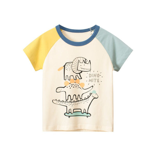 Toddler/Kid Boy's Short Sleeve Cartoon Dinosaur Print T-shirt