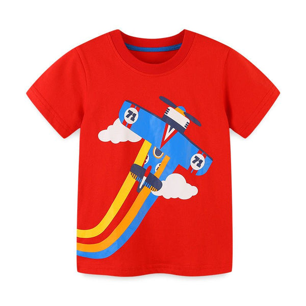 Toddler/Kid's Airplane Print Design Short Sleeve T-shirt
