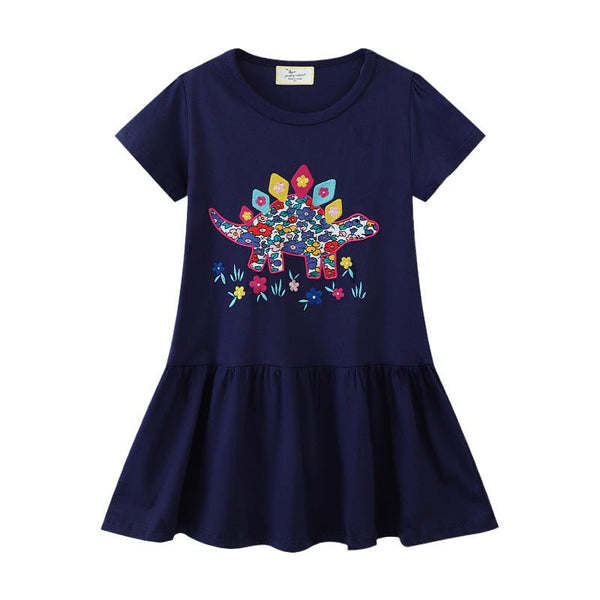 Toddler/Kid Girl Cartoon Dino Blossom Design Dress
