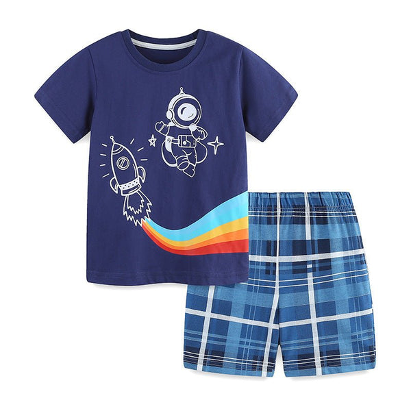 Toddler/Kid Boy's Astronaut Print Design Top with Shorts Set
