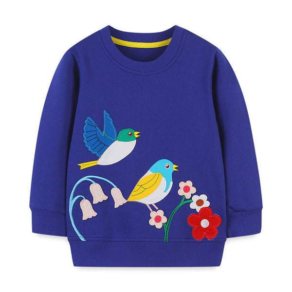 Toddler/Kid Girl's Birds and Flowers Design Sweatshirt