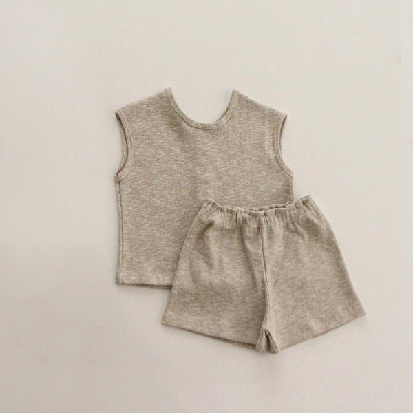 Baby's Cotton Tank Top with Shorts Set (3 Colors)