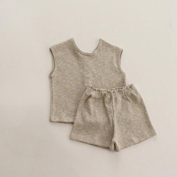 3 Colors Baby's Cotton Tank Top with Shorts Set