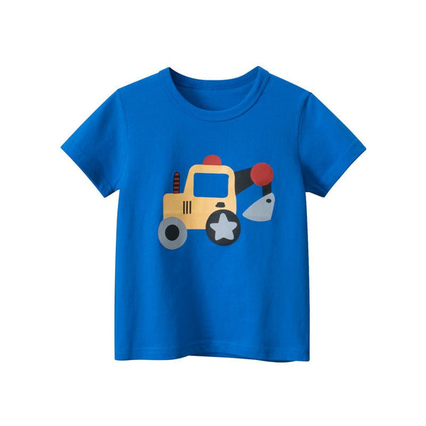 Toddler/Kid Boy Excavator Print Blue T-shirt