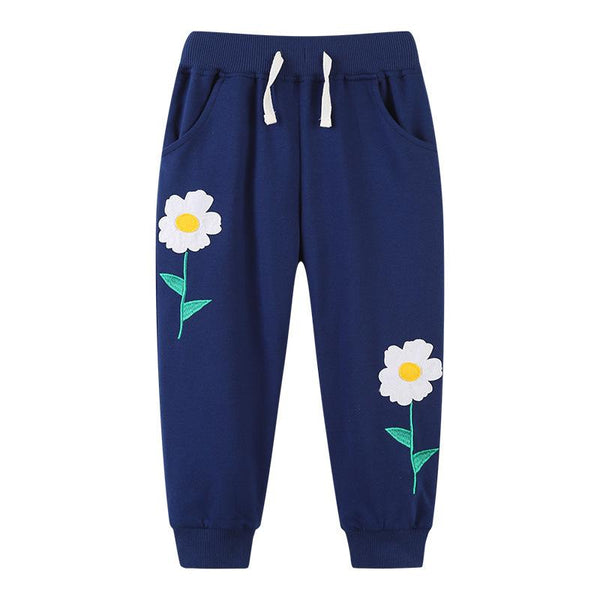 Toddler Girl's Embroidery Flower Print Pants