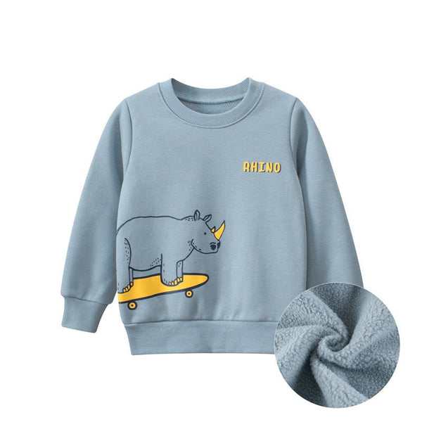 Toddler/Kid's Cartoon Rhino Blue Cotton Sweatshirt