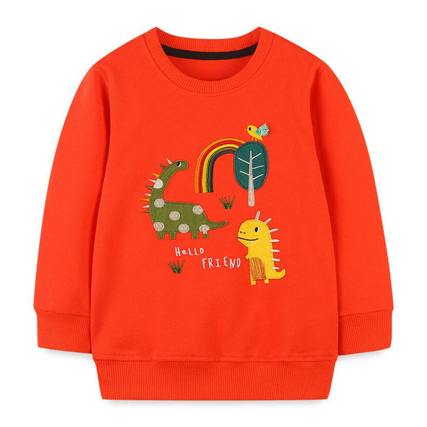 Toddler/Kid's Red Sweatshirt with Cartoon Dinosaur Print