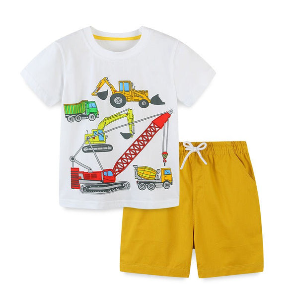 Toddler/Kid's Vehicle Print Tee with Shorts Set