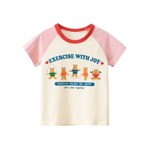Toddler/Kid Girl's Bear Print Design Summer T-shirt