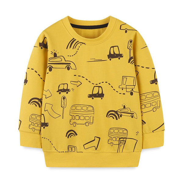 Toddler/Kid's Yellow Cars Print Fashion Sweatshirt