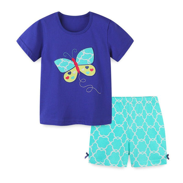 Toddler Girl's Butterfly Print T-shirt with Shorts Set
