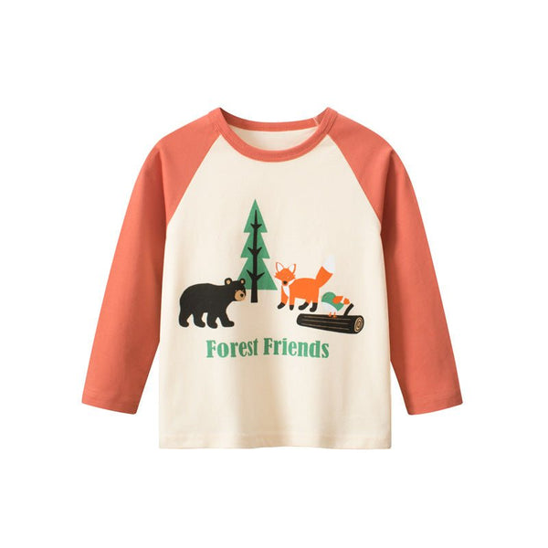 Toodler/Kid Bear and Fox Print Long Sleeve Shirt