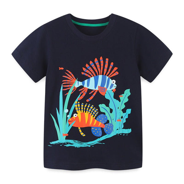 Toddler Boy's Fish Print Short Sleeve T-shirt