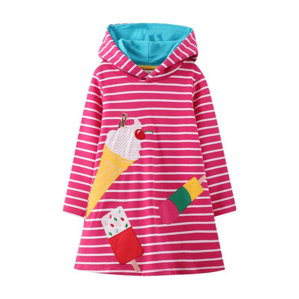 Toddler/Kid Girl's Ice Cream Design Long Sleeve Dress
