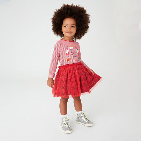 Toddler/Kid Girl's Christmas Element Design Red Dress