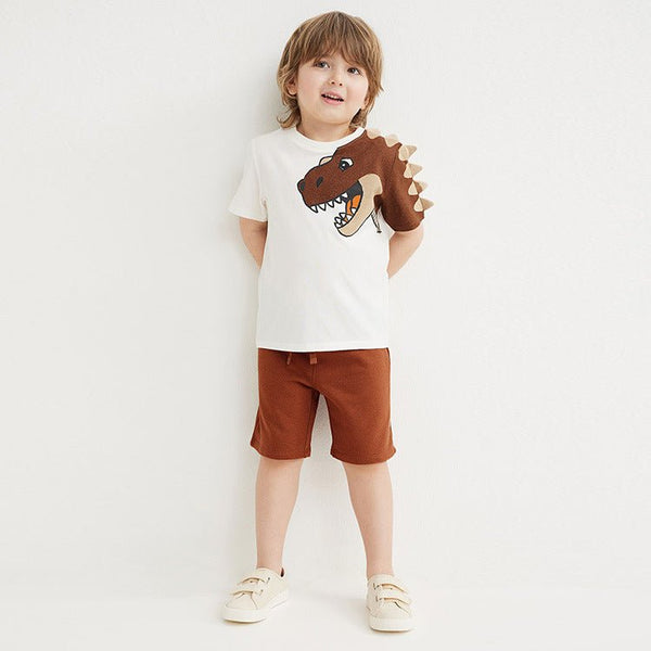 Toddler Boy 3D Cartoon Dinosaur Design T-shirt with Shorts Set