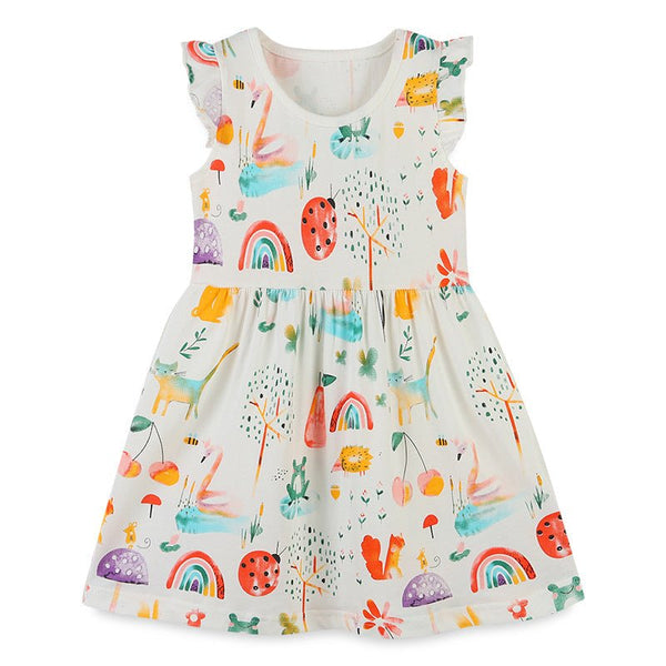 Toddler/Kid Girl's Sleeveless Cartoon Print Element Dress