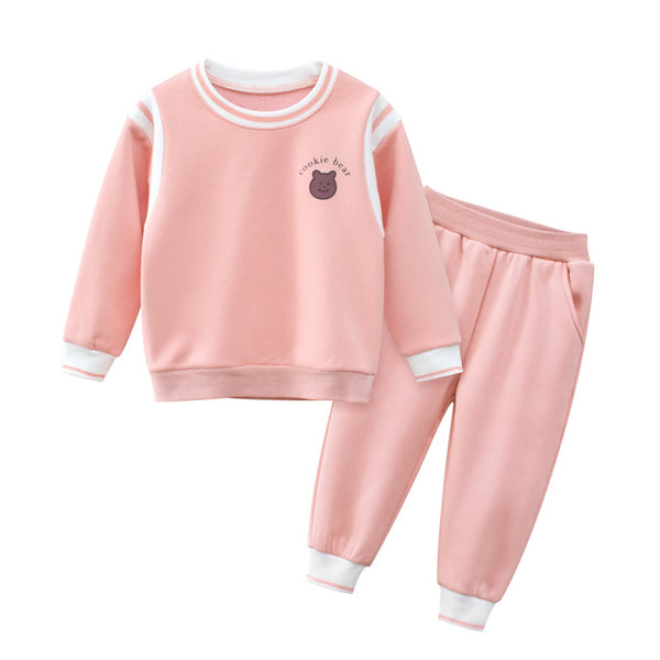 Toddler Girl's Bear Print Sweatshirt with Pants Set