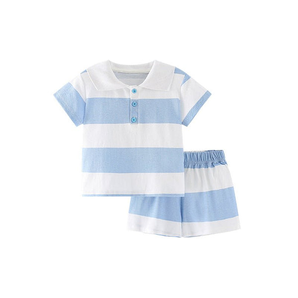 Toddler/Kid's Short Sleeve White and Blue Tee with Shorts Set