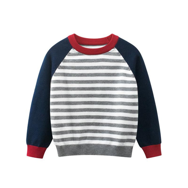 Toddler Boy Striped Gray Knit Sweater