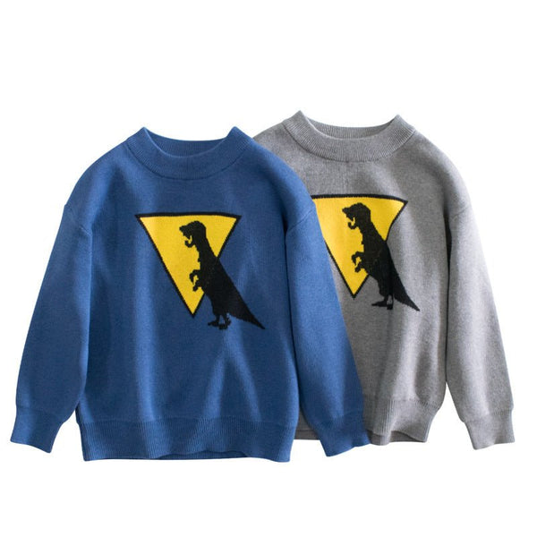 Toddler/Kid Boy's Dinosaur Print Premium Knit Sweater (2 colors)