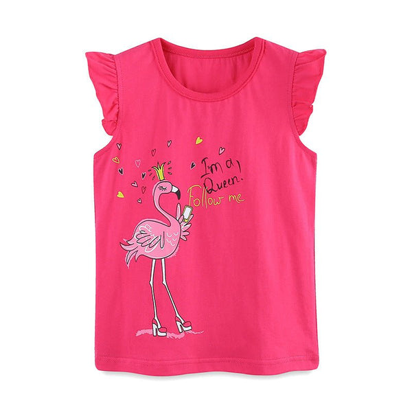 Toddler/Kid Girl's Cartoon Pink Flamingo Print Design Tee