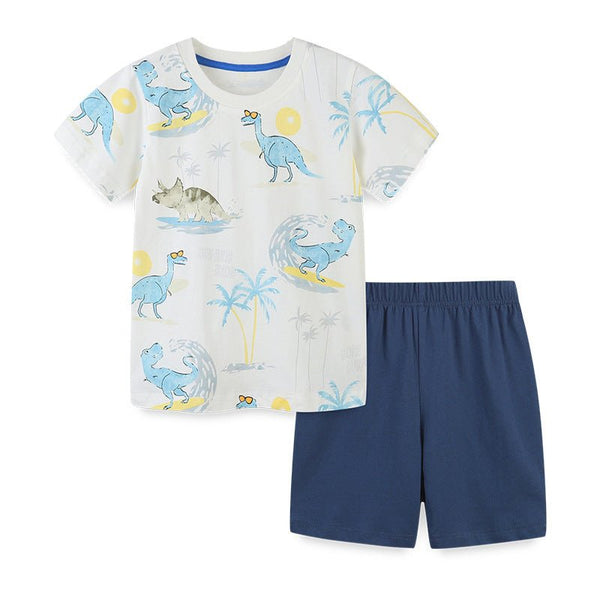 Toddler Boy's Dinosaur Print T-shirt with Shorts Set