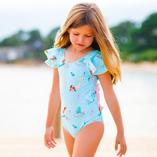 Toddler Girl Mermaids + Animals Print One-Piece Swimsuit