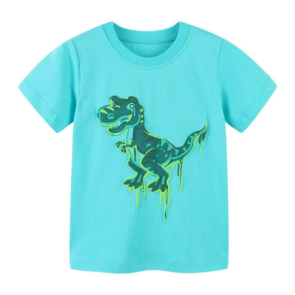 Toddler Boy's Blue T-shirt with Dinosaur Print