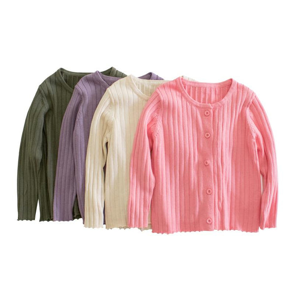 Premium 4 Colors Toddler Girl's Button Design Knitwear
