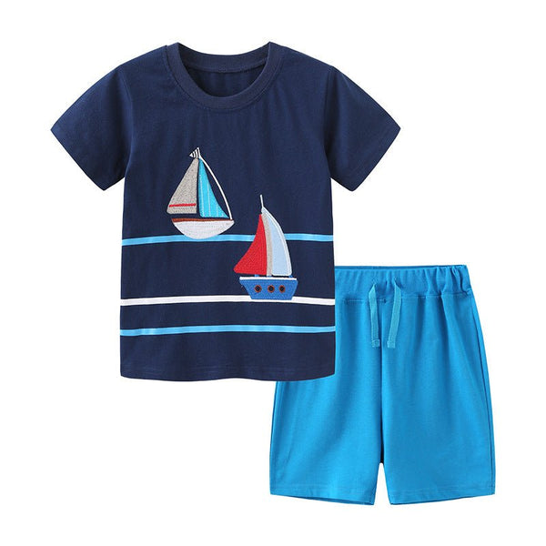 Toddler/Kid Boy's Sailing Boat T-shirt with Shorts Set