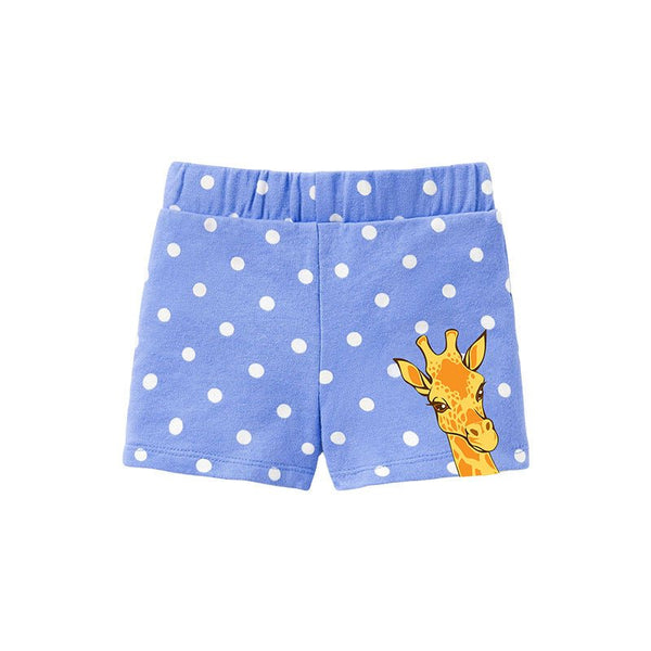 Toddler/Kid Girl's Blue Giraffe Design Shorts for Summer