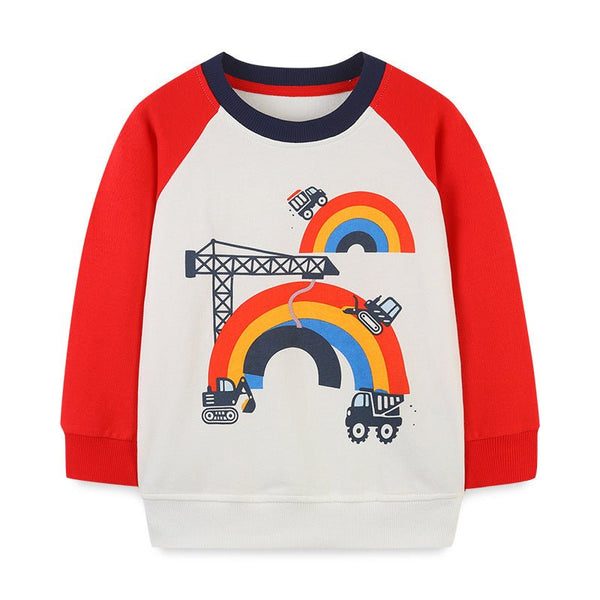 Toddler/Kid's Construction Trucks and Rainbow Sweatshirt