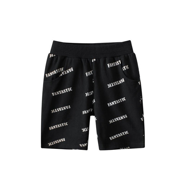 "Fantastic" Letter Print Black Shorts for Toddler/Kid