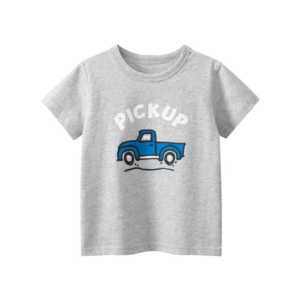 Toddler/Kid Boys Cartoon Vehicle Design Gray T-Shirt