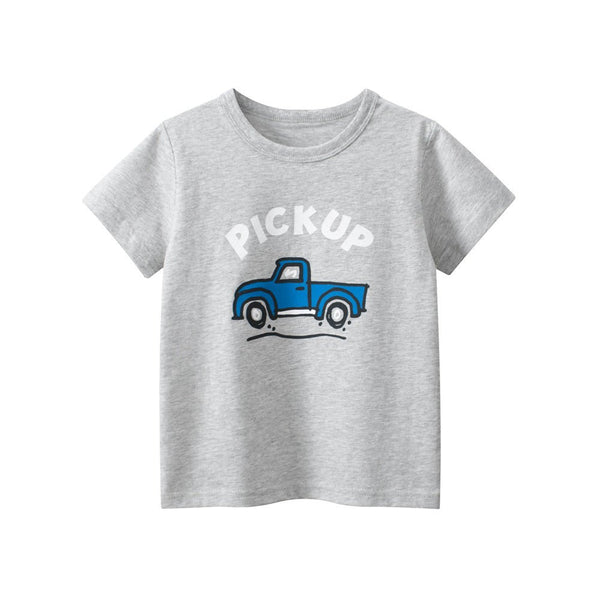 Toddler/Kid Boys Cartoon Vehicle Design Gray T-Shirt